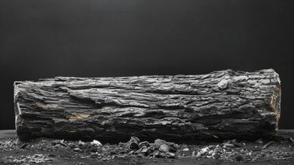 Burnt Log on Black Background