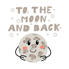 Children's poster on a space theme. Interior decoration for children's room, kindergarten.