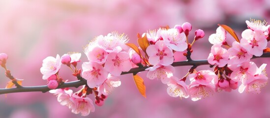 Fototapeta premium Delicate Pink Blossoms on a Branch