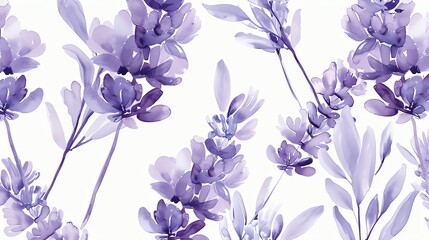 Soft  lavender sprigs, on white, for a calm and soothing nursery atmosphere, perfect for peaceful slumbers
