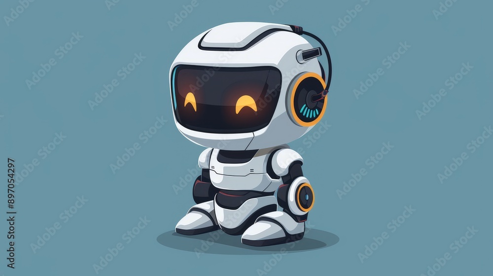Poster smiling robot assistant icon