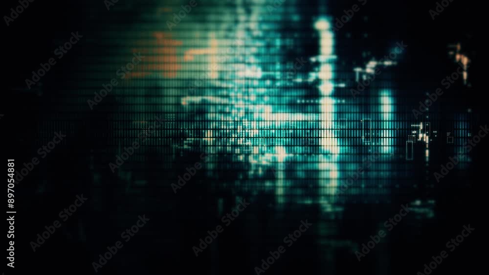 Fototapete Futuristic screen display matrix, hi-tech digital data telemetry with encrypted numbers, display dynamic background for computer desktop screen display format