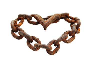 Fototapeta premium Old Rusty Heart Pendant, Isolated on White Background