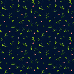 flowers set 01Pink flowers and green branches and leaves. Seamless floral pattern. Watercolor illustration. Botanical illustration. Delicate wild flowers isolated on a white background. Meadow grass