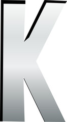 Silver metallic letter K