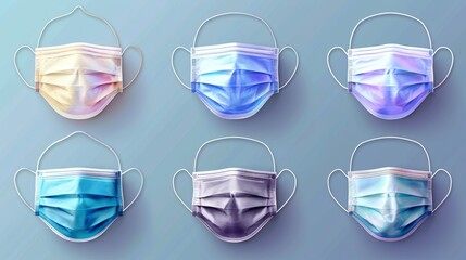 Colorful Surgical Face Masks on a Blue Background