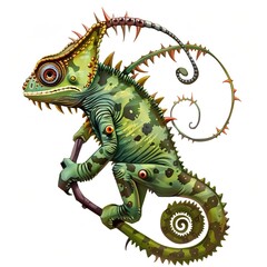 Obraz premium Chameleon Punk animal fashion cartoon isolated whitebackground