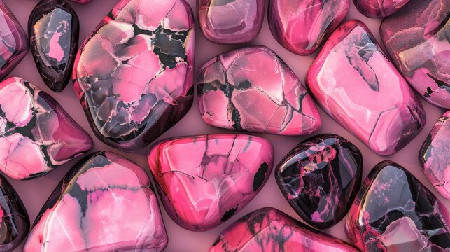 Elegant Rhodonite Gemstone Pattern Background for Print, Card, Poster Design