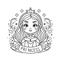 Cute Princess Vector Illustration Adorable Cartoon Princess, Cartoon Princess Drawing  Adorable Princess Vector, Royal Princess Vector  