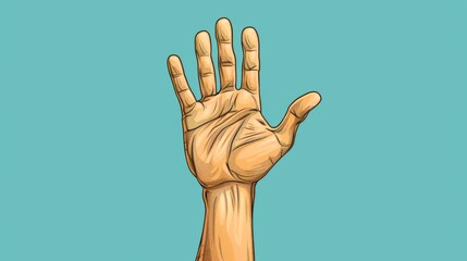 Obraz premium Cartoon Hand Raised in Greeting