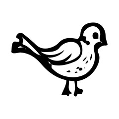 Fototapeta premium Small bird hand drawn in doodle style. Winged flying animal wildlife. Vector line art illustration.