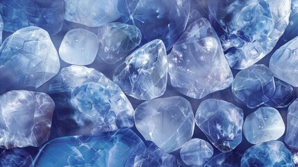 Icy Blue Crystals Background, Design for Print, Card, Poster, Winter Theme, Cool Tones