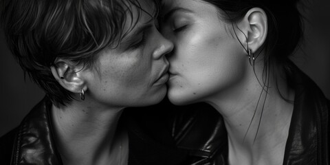 Two women sharing a romantic moment