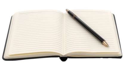 Notebook. front view on transparent background
