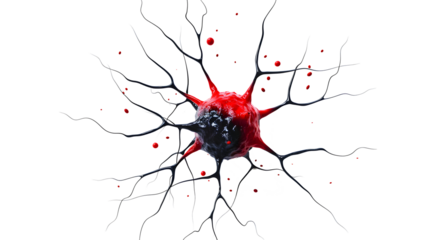 one brain cell on transparent background at center 