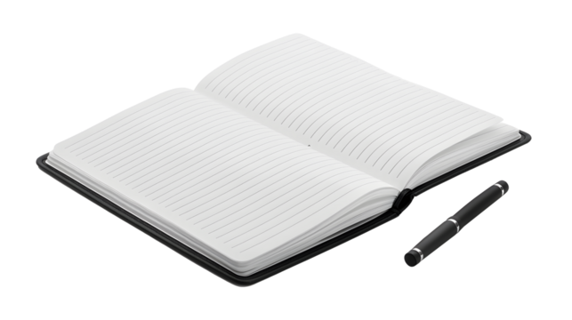 Notebook. front view on transparent background