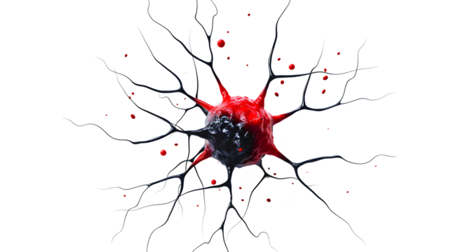 one brain cell on transparent background at center 