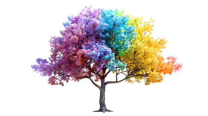 rainbow tree isolated on transparent background. detailed photo