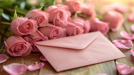 Spring flower greeting card mockup with envelope and ample space for customizable text