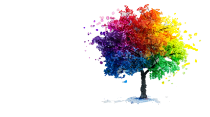 rainbow tree on a transparent background 