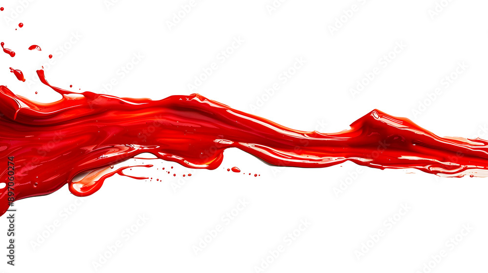 Poster red liquid on a transparent background does not go beyond the picture