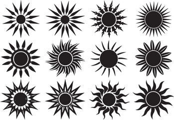 Set sun. Hand drawn vector illustration