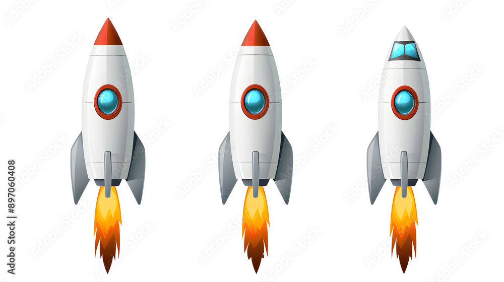 Poster rocket on transparent background. vector illustration design element for your project.