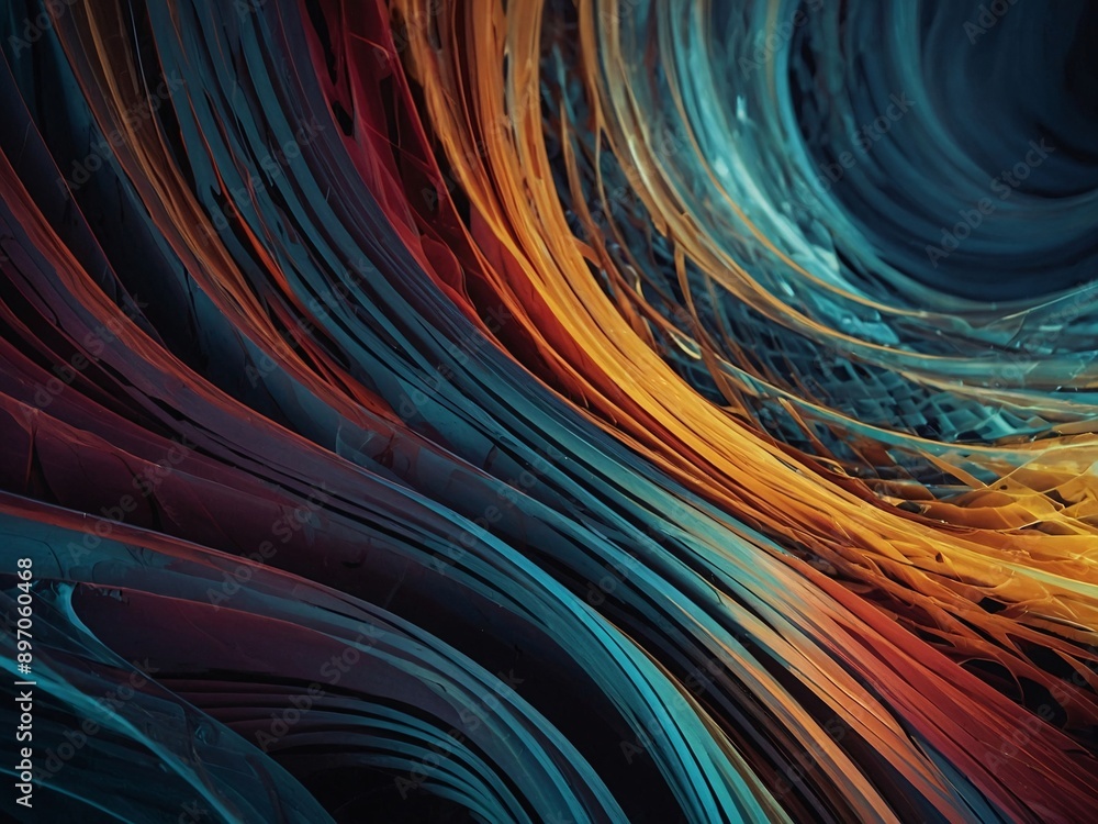 Poster dynamic wavy line abstract wallpaper, intersecting patterns, high contrast