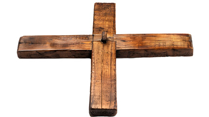 wooden cross. front view on a transparent background