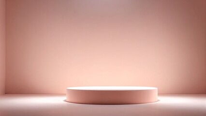 Clear podium with soft glowing light, minimalistic background, elegant shadow effects, refined product display
