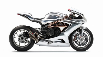 Obraz premium steel race bike pure White background 