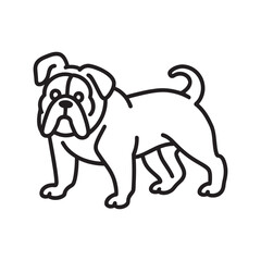 Bulldog vector illustration cute dog cartoon, adorable pet dog graphic, cartoon bulldog coloring page design