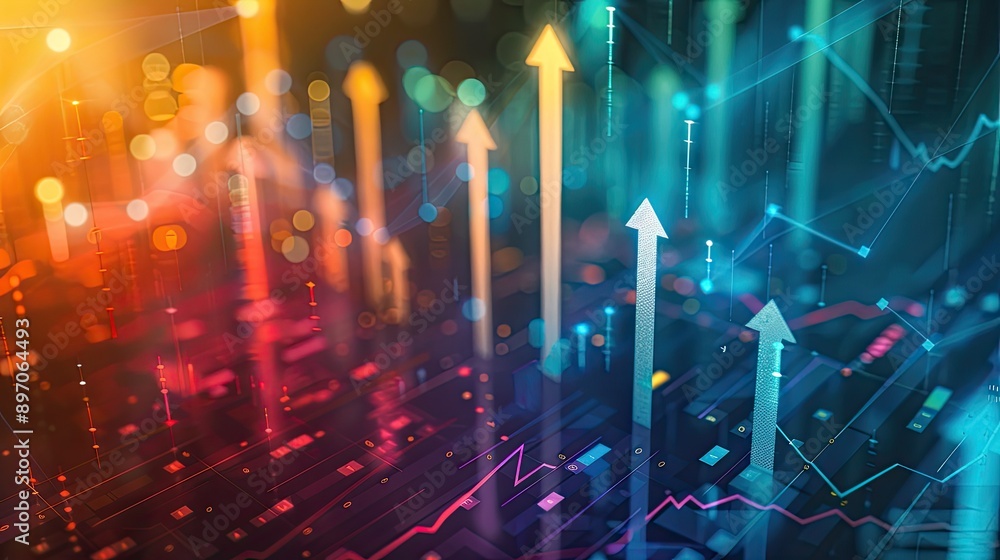 Aufkleber abstract business growth concept with arrows and graphs