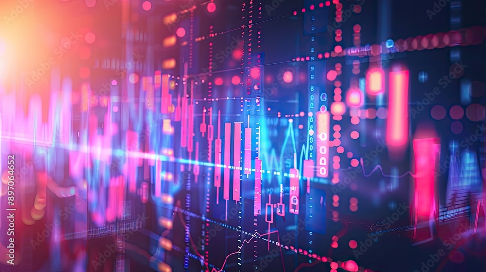 Poster abstract financial analysis with charts and graphs