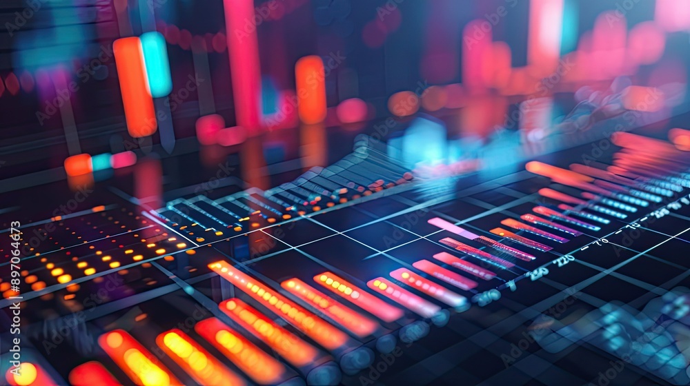 Poster abstract financial analysis with charts and graphs
