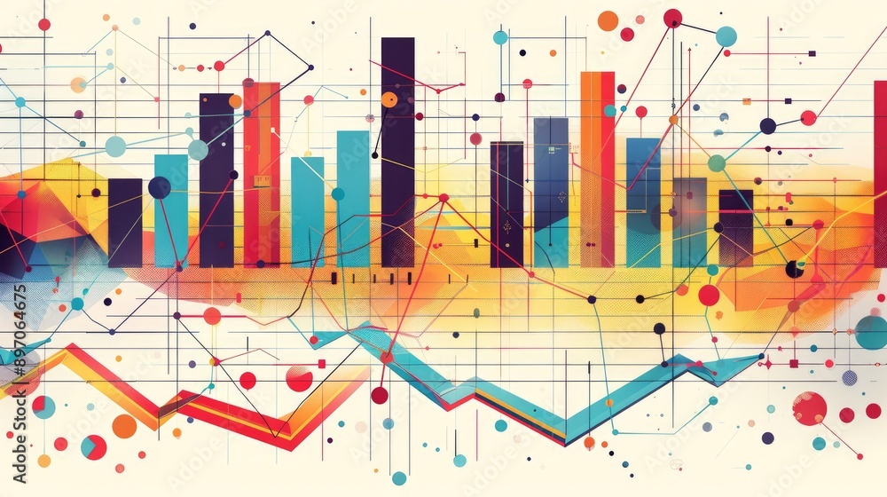 Poster abstract financial analysis with charts and graphs