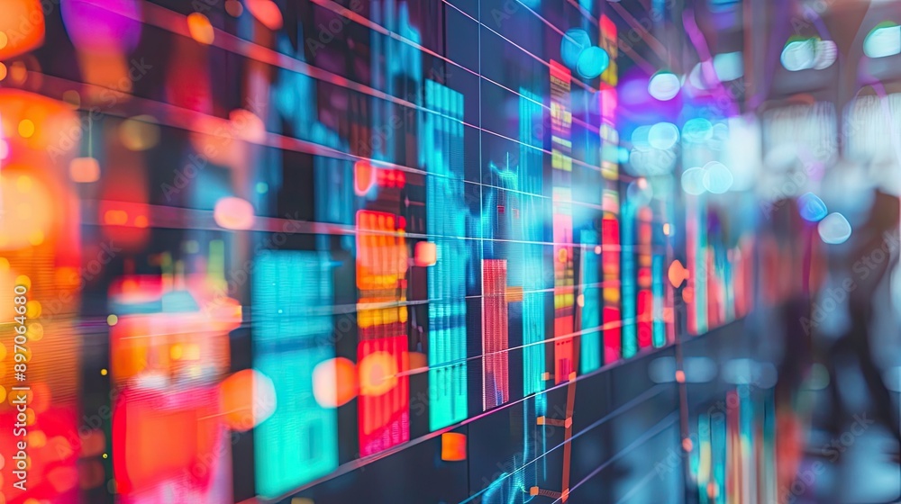 Poster abstract financial analysis with charts and graphs