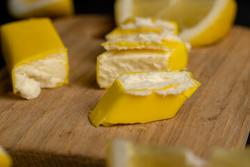 sweet dessert made of soft cheese with lemon flavor