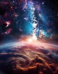 Fototapeta premium A vast and fascinating expansion of space with vibrant galaxies and nebulae