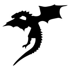 silhouette or illustration of a flying winged dragon