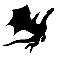 silhouette or illustration of a flying winged dragon