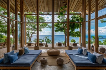 Fototapeta premium Modern Luxurious Villa with Panoramic Ocean View