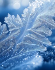 Glittering patterns on the frozen ice surface seen through a macro lens