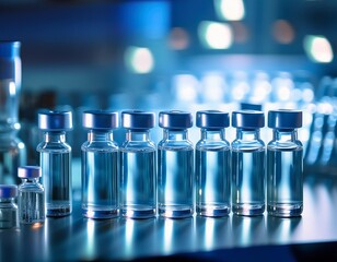 Clinical and organized appearance of vaccines and ampoules with a main macrolens