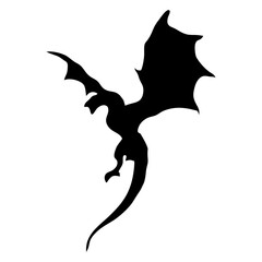 Fototapeta premium silhouette or illustration of a flying winged dragon