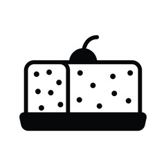 Cake slice with cherry topping icon design, modern vector