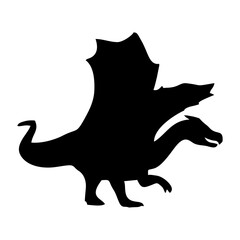 silhouette or illustration of a flying winged dragon