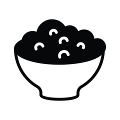 Chinese rice in a bowl with, editable icon of rice bowl