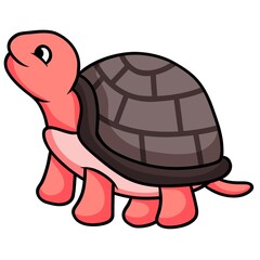 Cheerful Pink Turtle Cartoon
