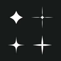 Star or sparkle elements collection set isolated on black. Vector illustration.